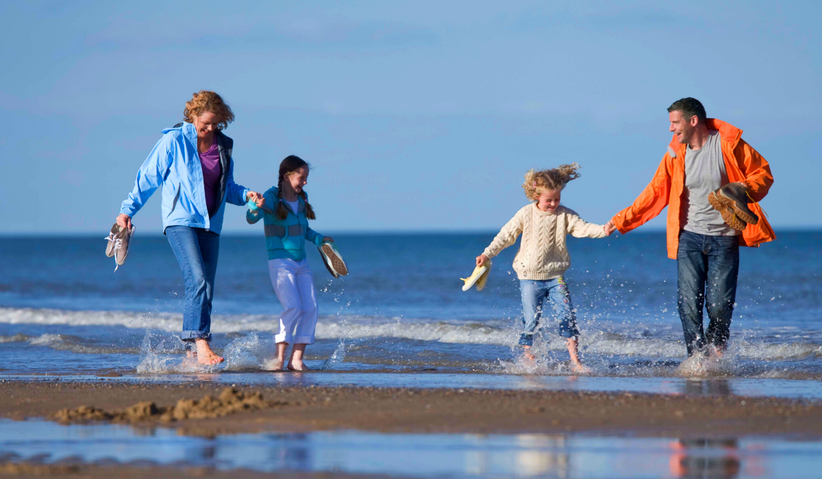 Family on the beach in Connemara