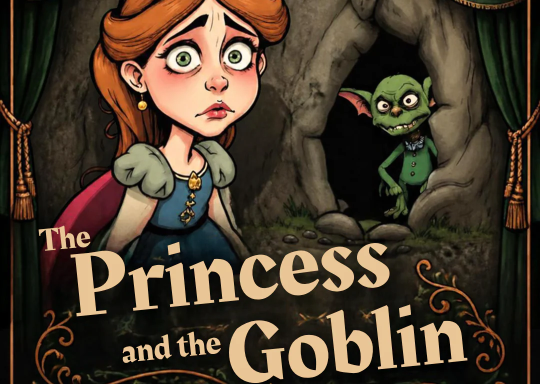 Poster for &ldquo;The Princess and the Goblin&rdquo; children&rsquo;s theatre show on October 17th at Station House Theatre, Clifden. Includes a QR code for tickets.